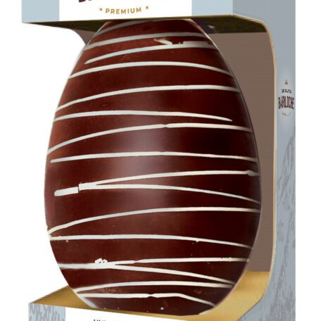 Huevo Bariloche Premium, fileteado con chocolate blanco x 220Grs