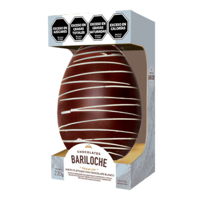 Huevo Bariloche Premium, fileteado con chocolate blanco x 220Grs